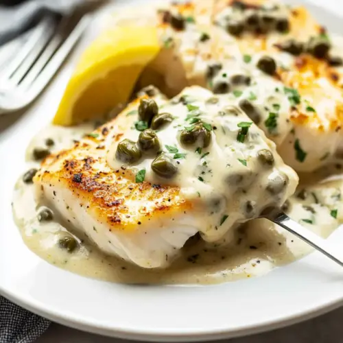 Creamy White Wine Halibut
