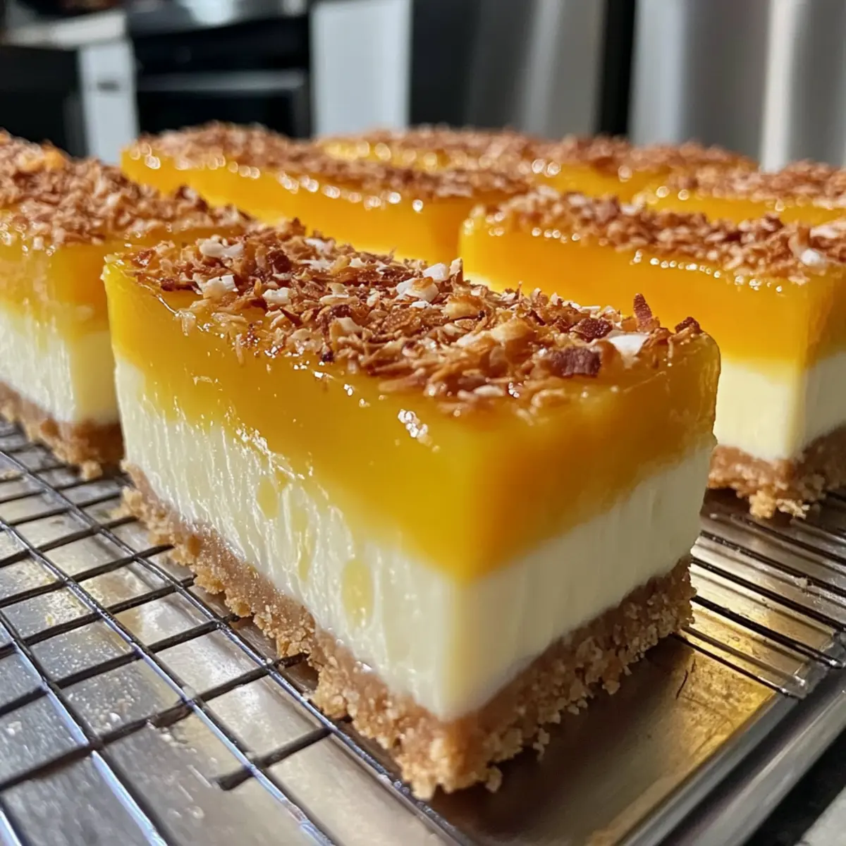 Mango Coconut Cheesecake Bars