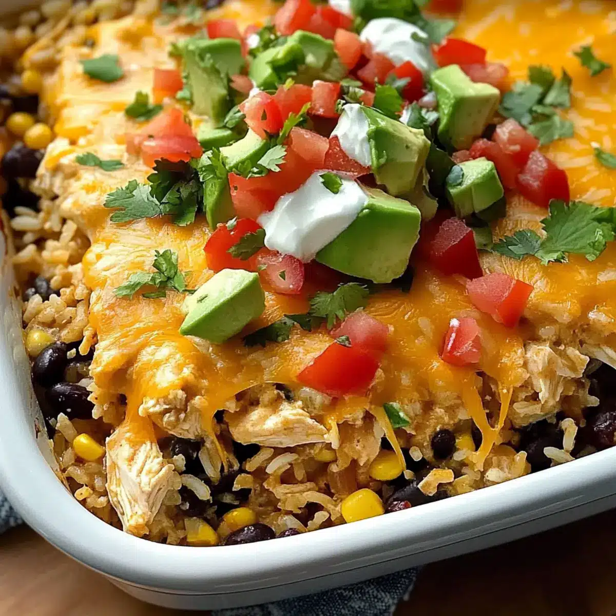 Creamy Mexican Rice & Chicken Dinner Casserole