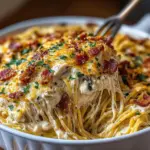 Creamy Chicken Bacon Ranch Spaghetti Bake