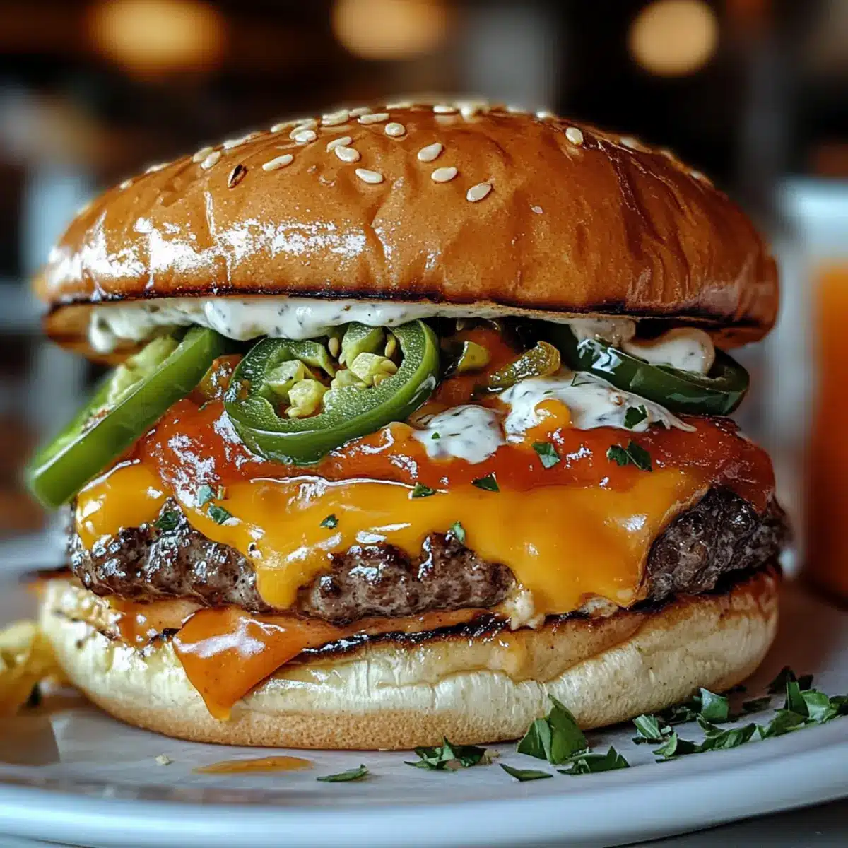 Jalapeño Popper Smash Burger with Ranch Burst