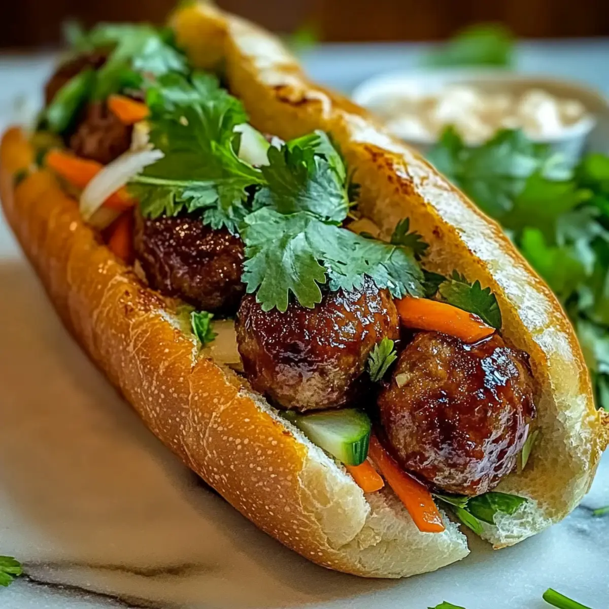 Korean BBQ Meatball Banh Mi