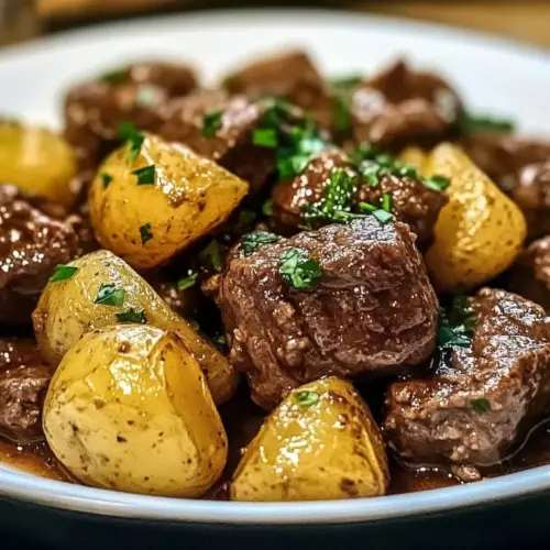 Garlic Butter Beef Bites & Potatoes make a perfect dinner