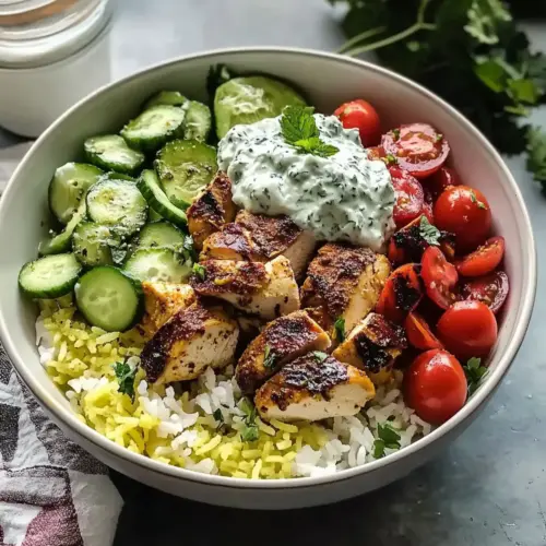 Garlic Mediterranean Chicken Bowl