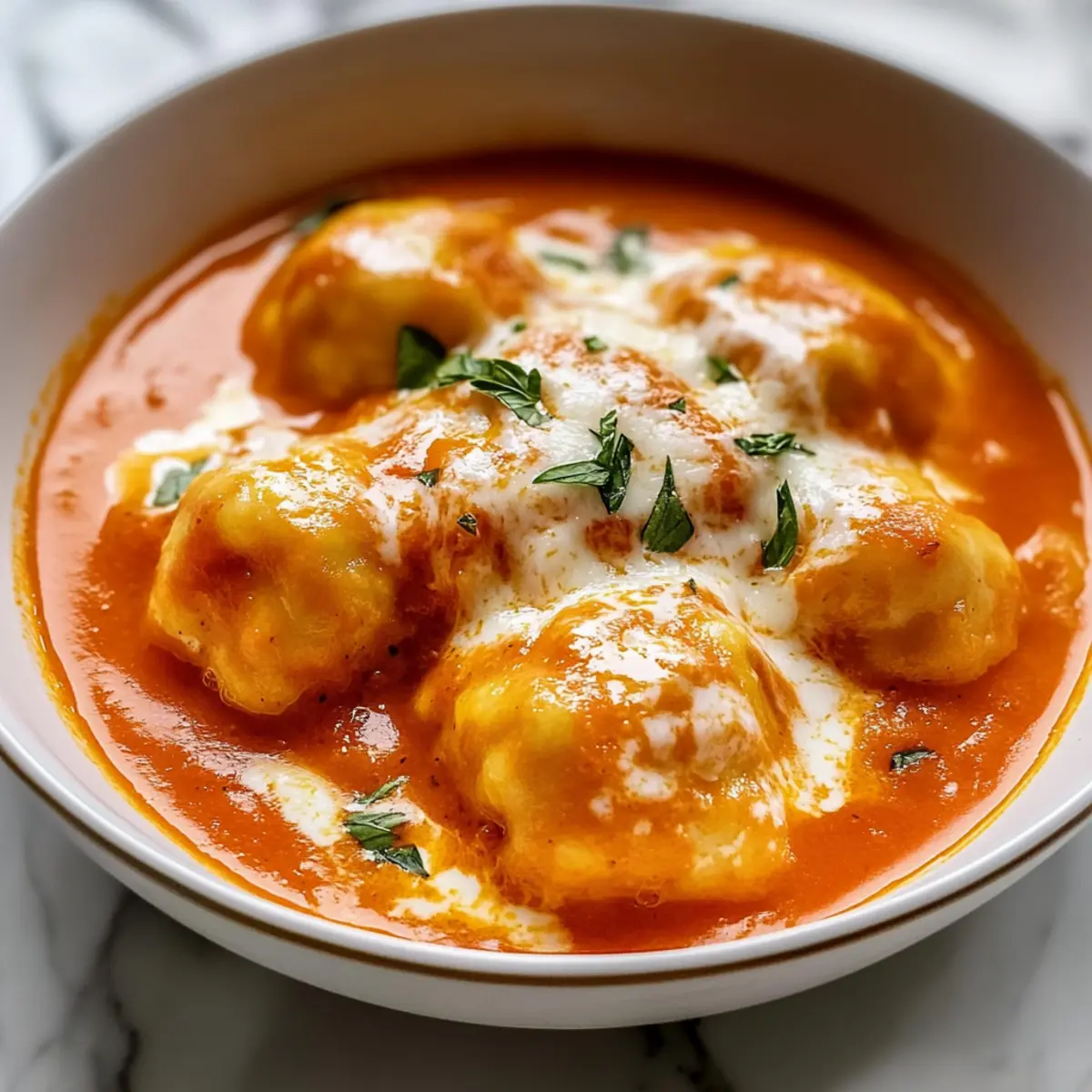 Cheese Dumpling Tomato Soup